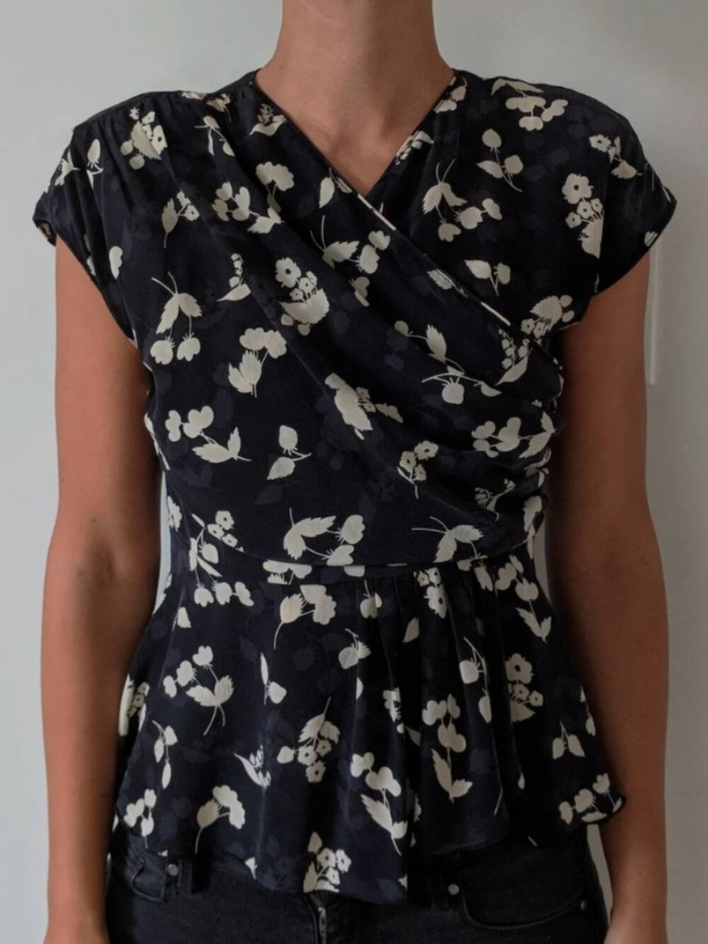 Vintage Anna Sui - Silk Peplum Blouse - Size 4